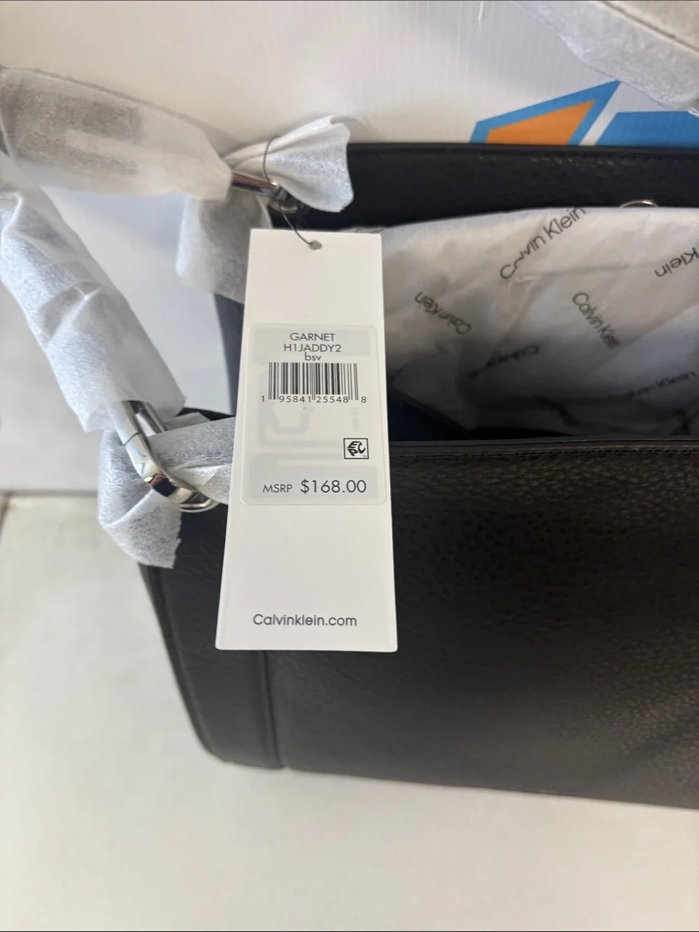 Calvin Klein Black Pebbled Leather Shoulder Tote - Picture 4 of 4